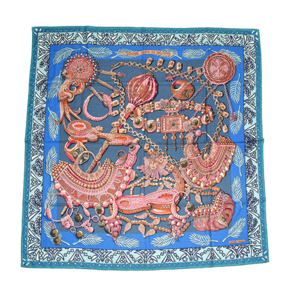 Hermes Cashmere Silk Zenobie Reine De Palmyre 140 Turquoise Rose Gris Bleuette 1 of 6