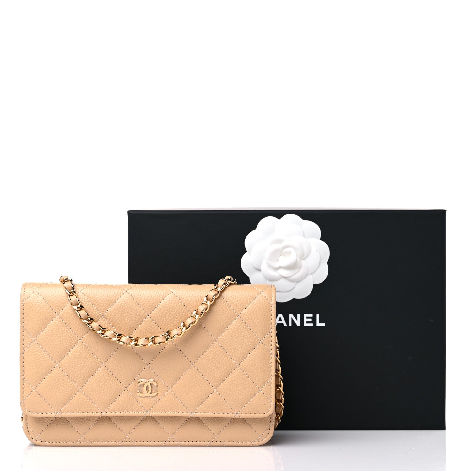 Chanel Caviar Quilted Wallet On Chain WOC Beige 11 of 11