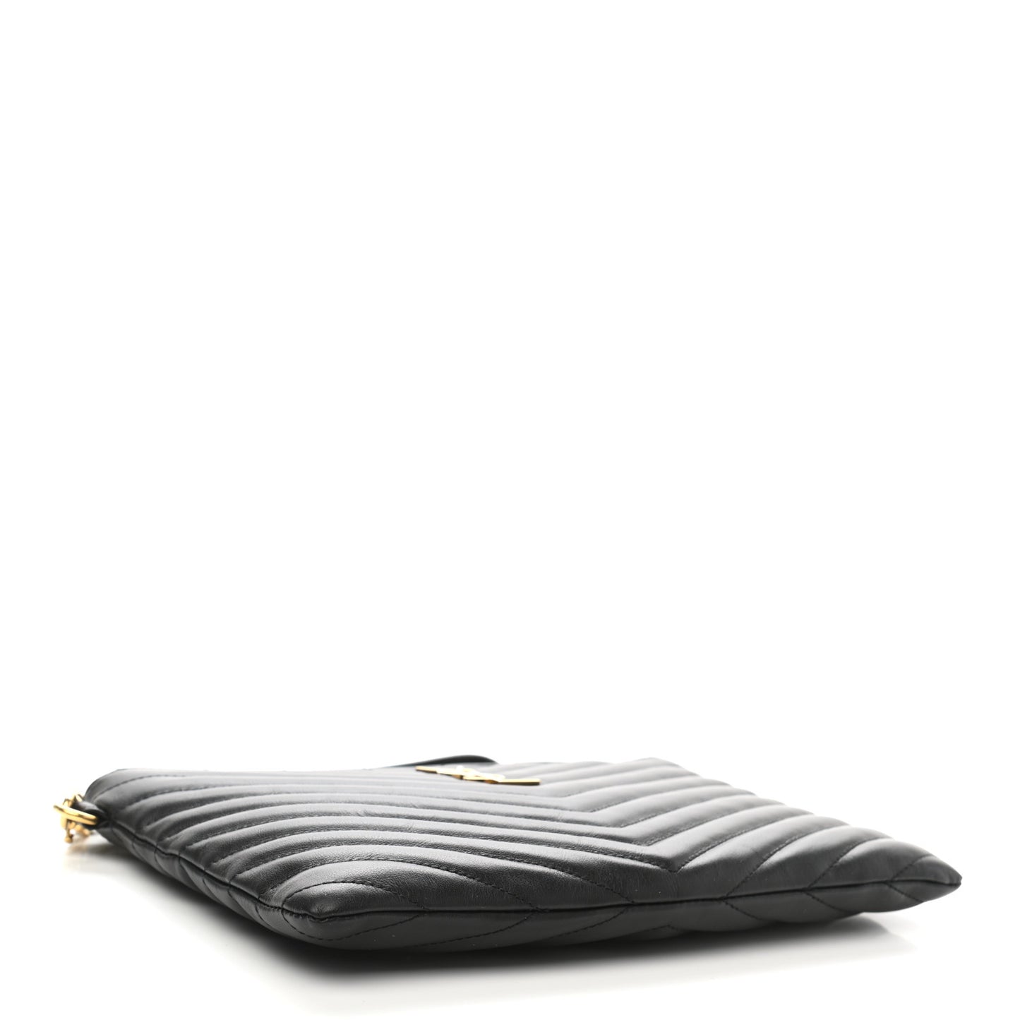 Calfskin Matelasse Chevron Monogram A5 Wristlet Black