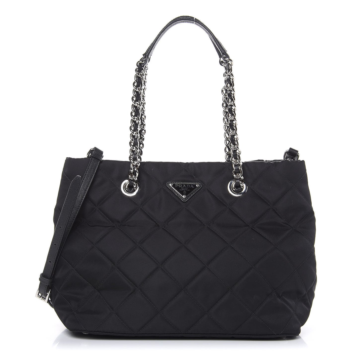 Nylon Tessuto Impuntu Quilted Shoulder Bag Black