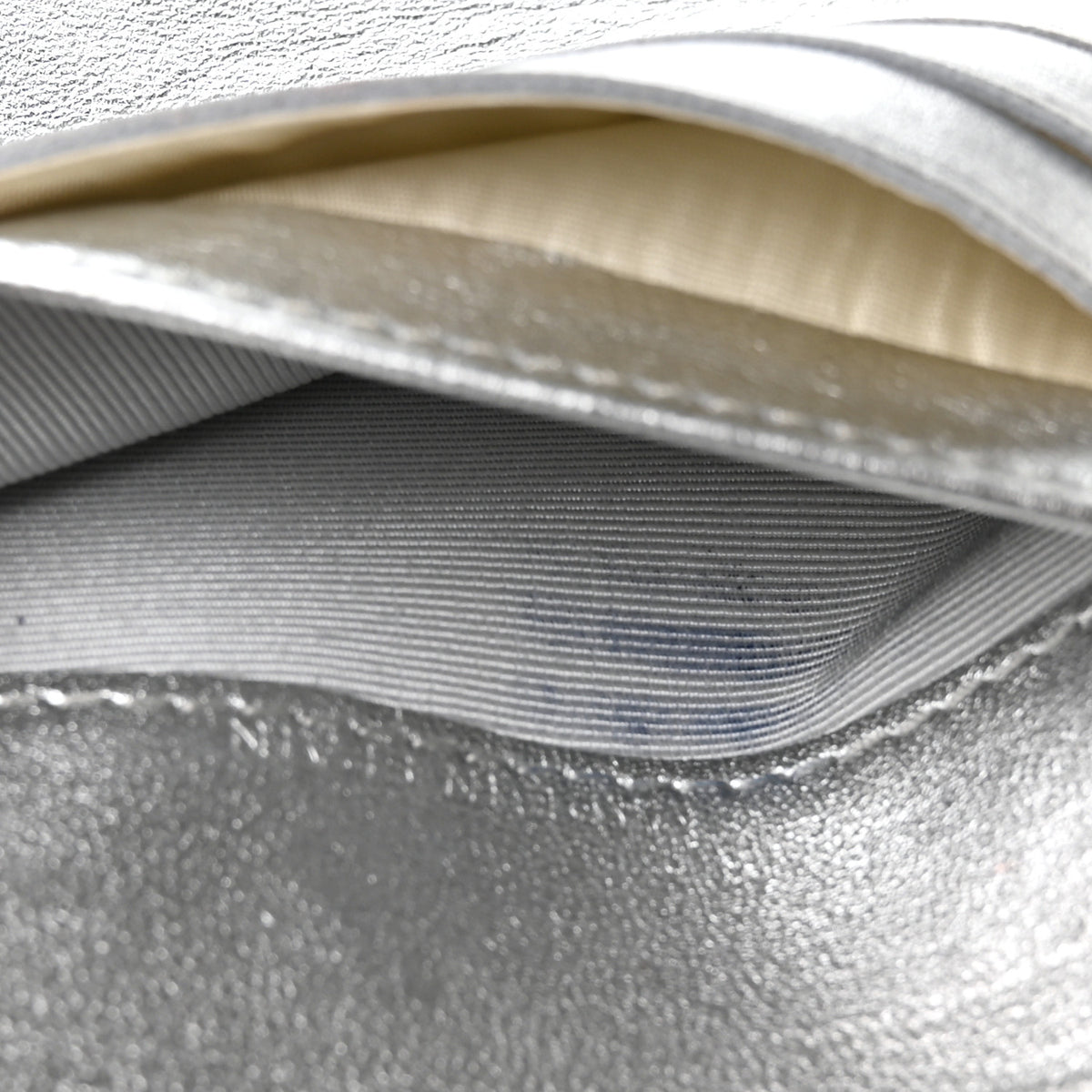 Chanel Metallic Lambskin Quilted Compact French Flap Wallet Silver 10 of 10
