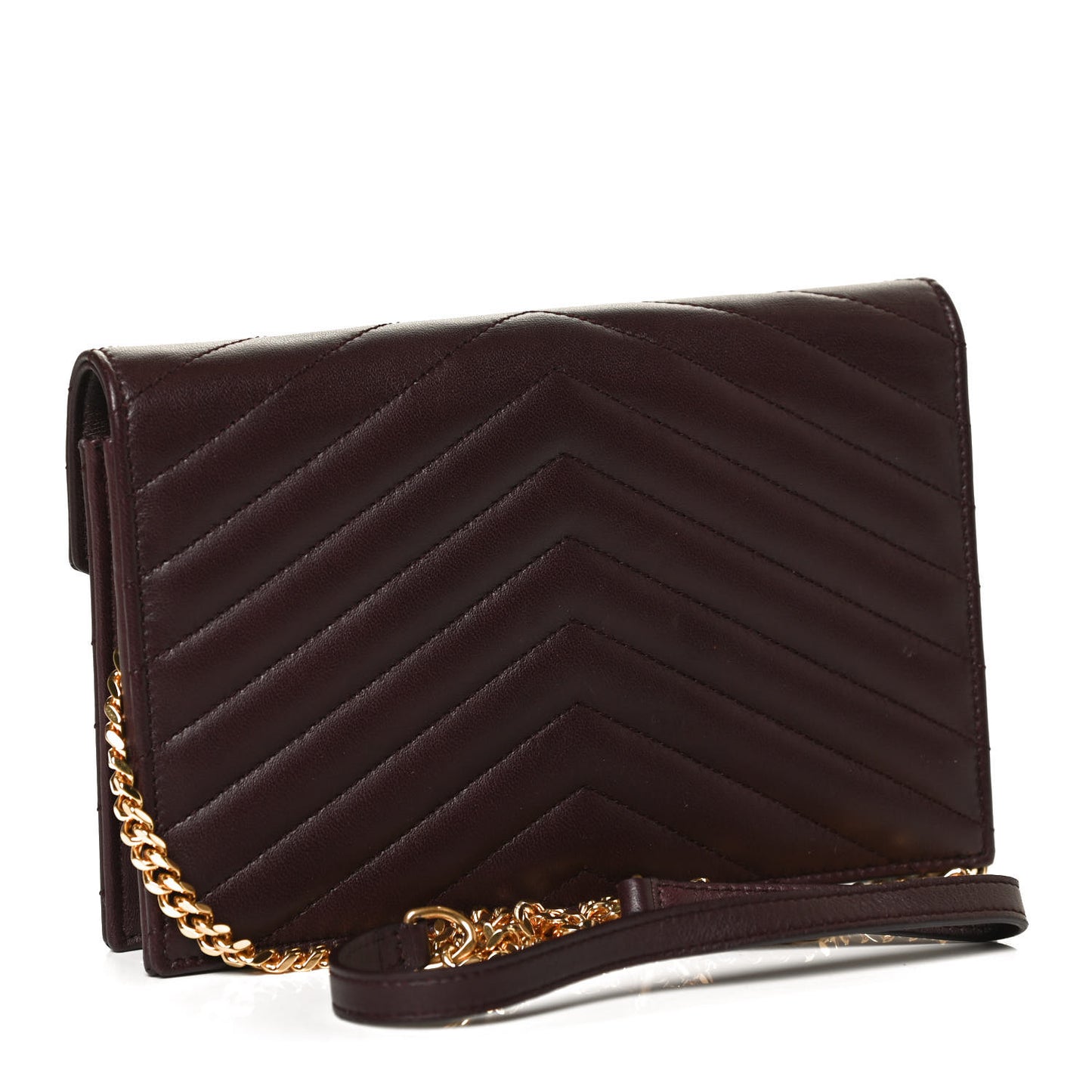 Nappa Matelasse Chevron Monogram Chain Wallet Amaranto