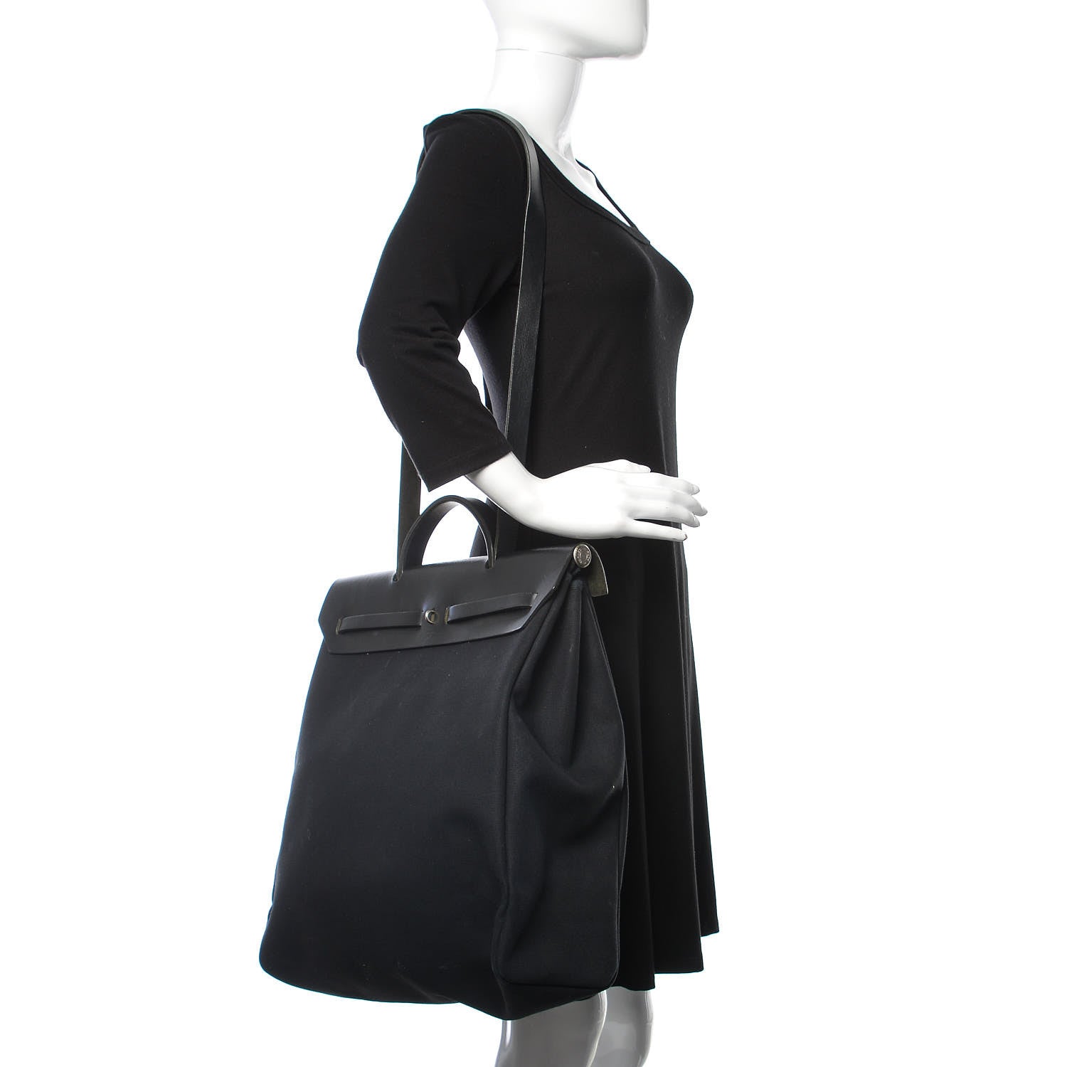 Hermes Toile Vache Calfskin Herbag 39 MM Black 2 of 15
