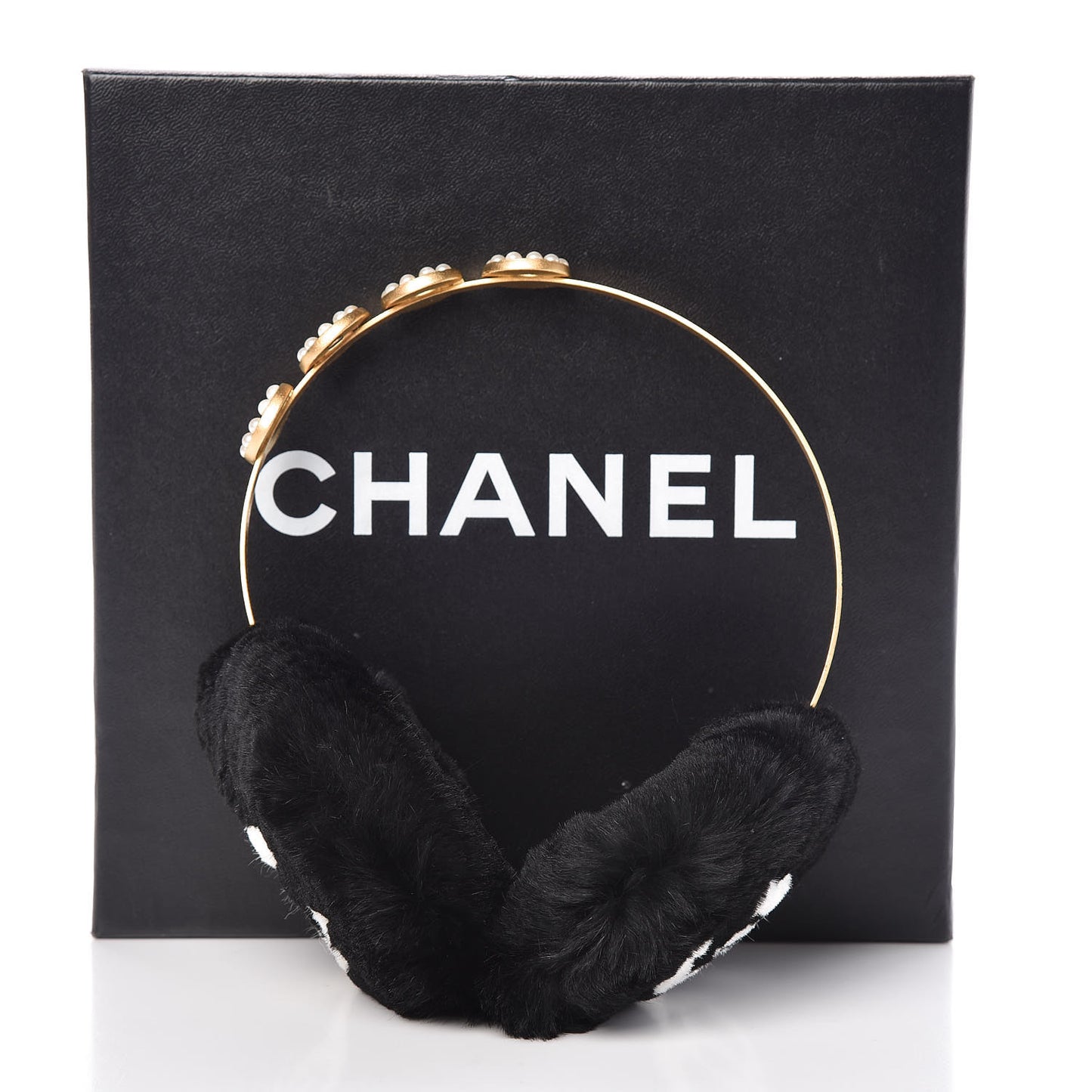 Rabbit Fur Coco Earmuffs Black Gold