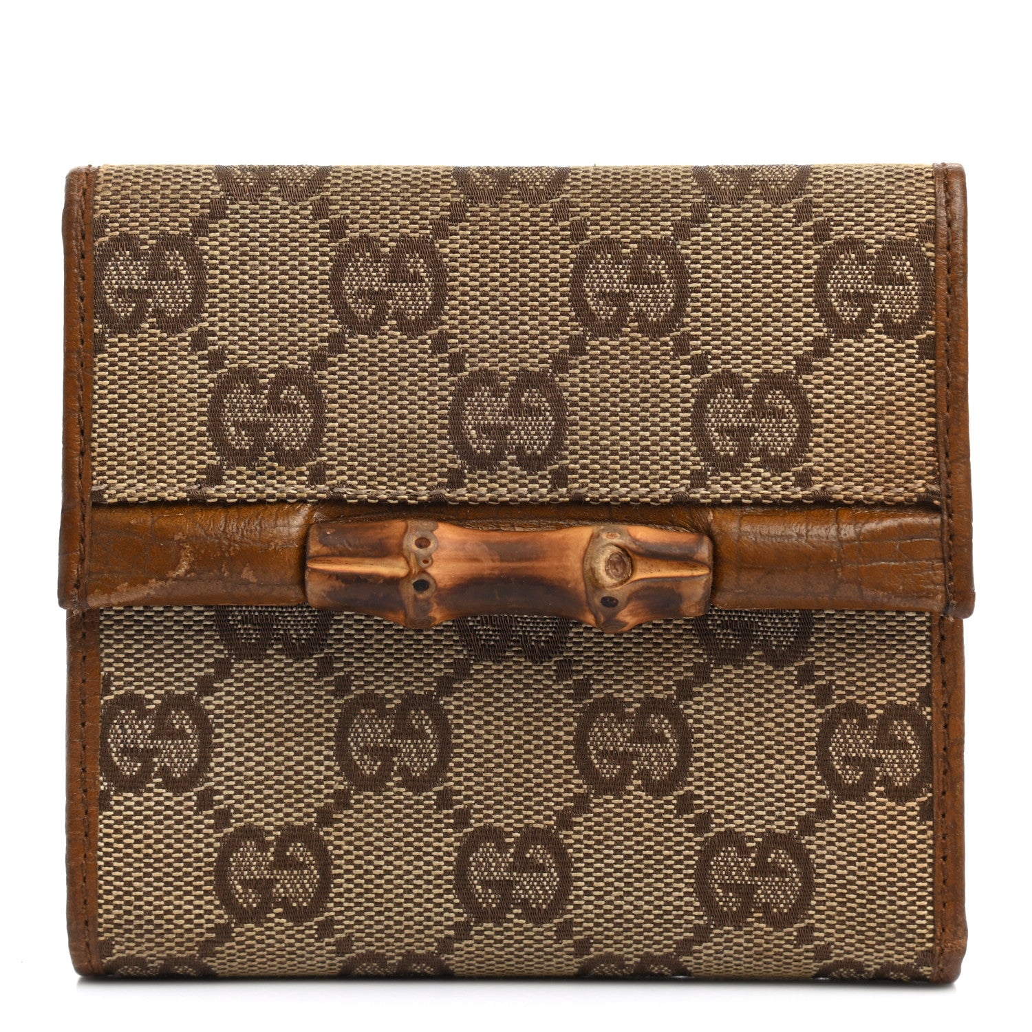 Gucci Monogram Bamboo Bar Compact Wallet Brown 1 of 10
