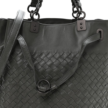 Bottega Veneta Nappa Intrecciato Drawstring Bucket Bag Grey 8 of 10