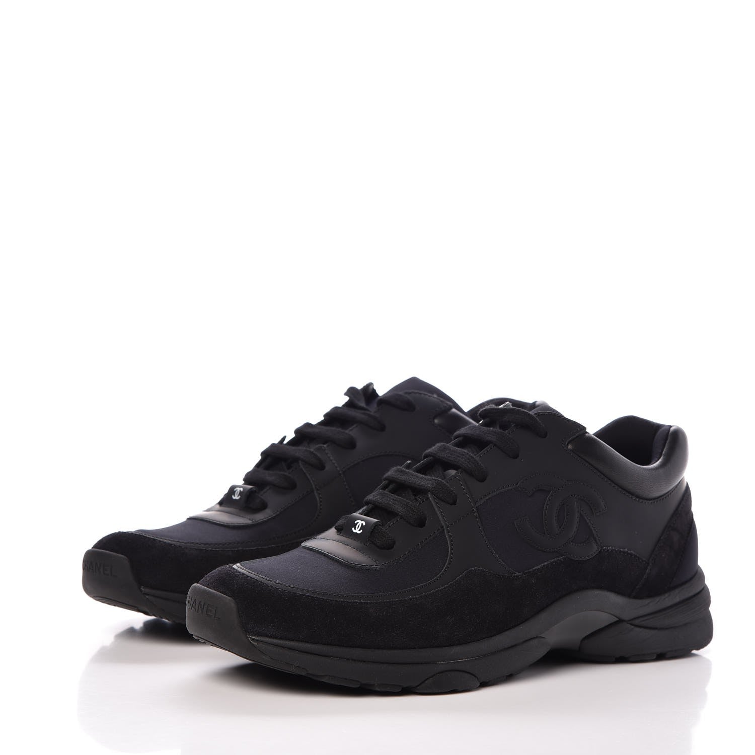 Chanel Suede Calfskin CC Sneakers 41 Black 3 of 9