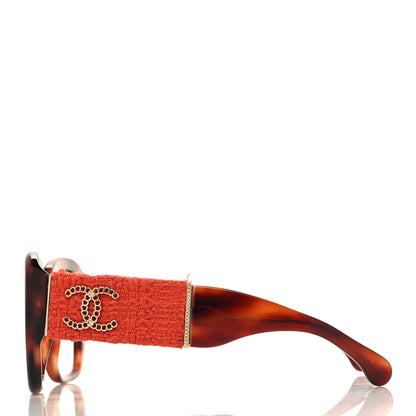 Chanel Acetate Tweed Square Sunglasses 5512 Tortoise Red 3 of 8