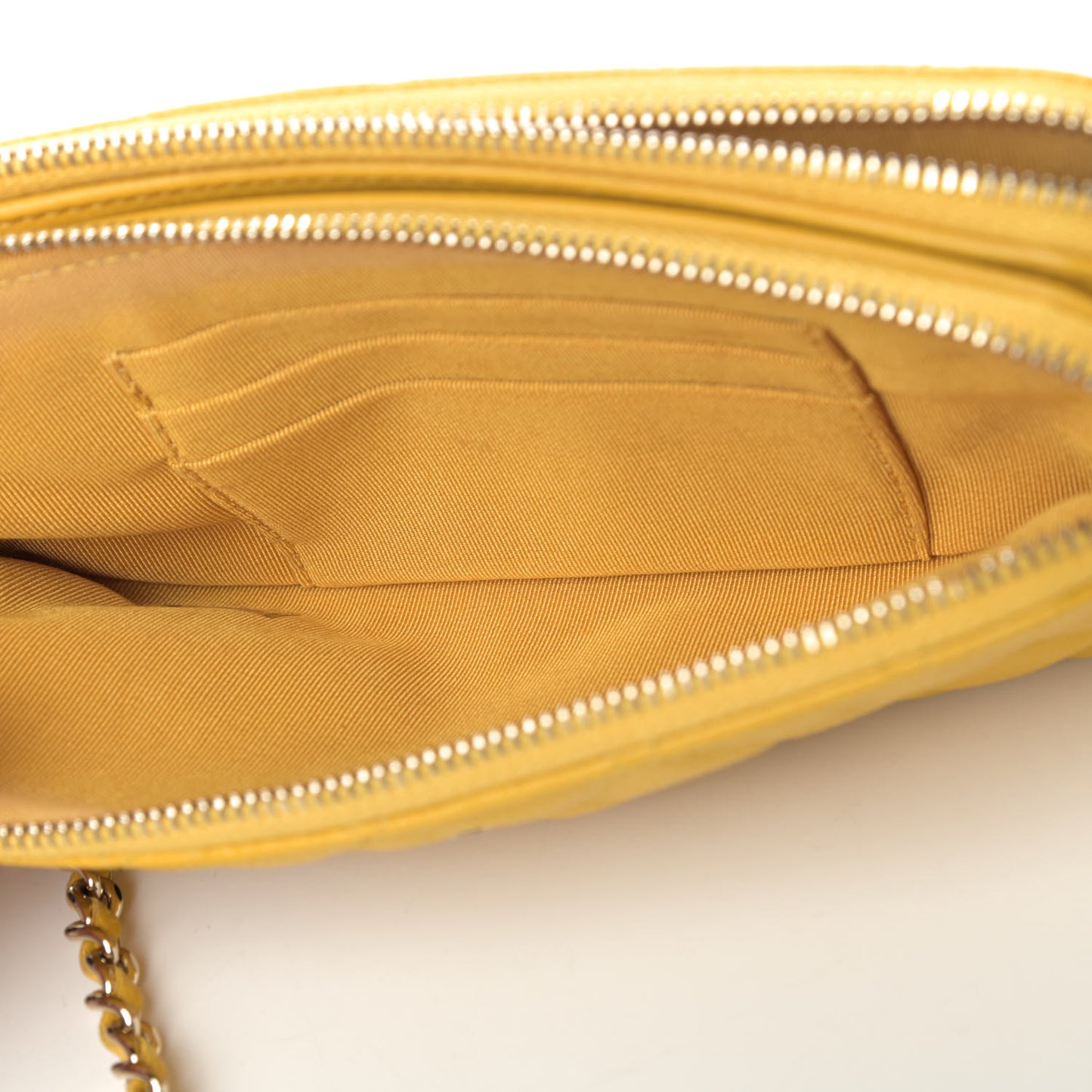 Caviar Quilted Small Clutch With Chain Yellow