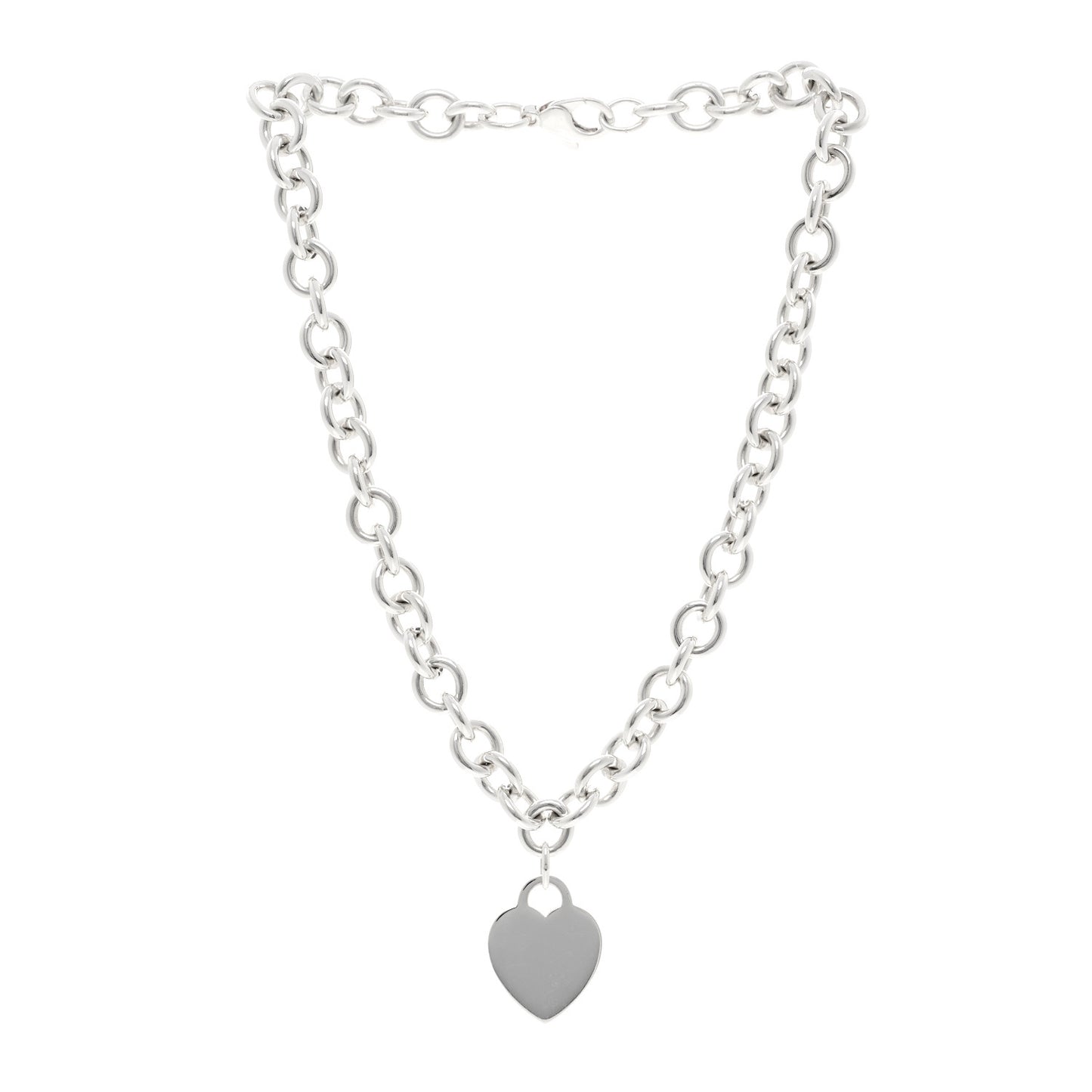 Sterling Silver Heart Tag Pendant Necklace