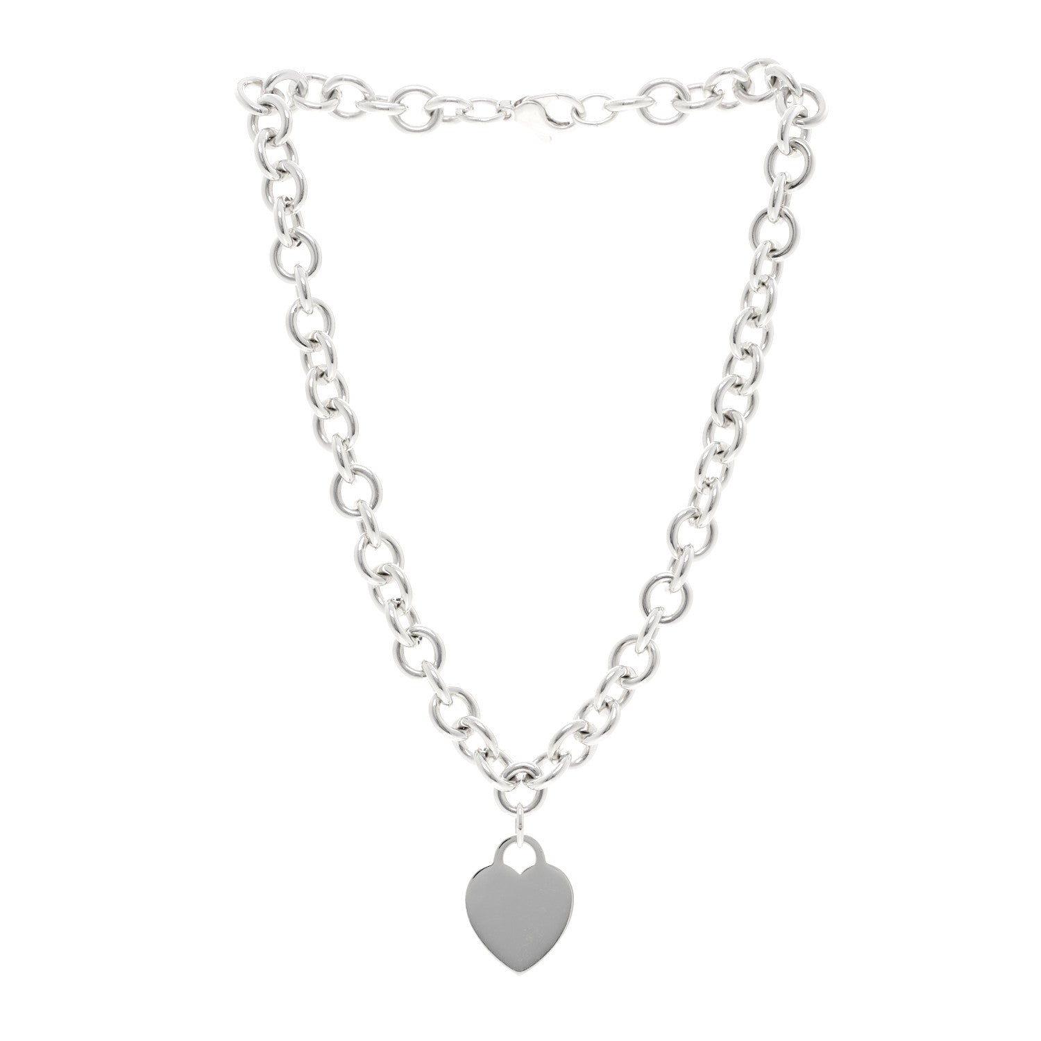 Tiffany Sterling Silver Heart Tag Pendant Necklace 3 of 5