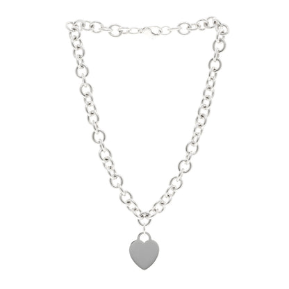Tiffany Sterling Silver Heart Tag Pendant Necklace 3 of 5