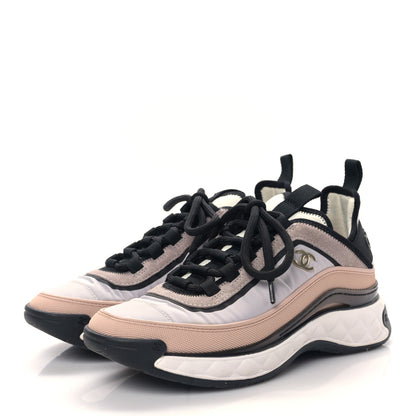 Chanel Suede Calfskin Mixed Fibers CC Sneakers 37 Pink Grey 3 of 9