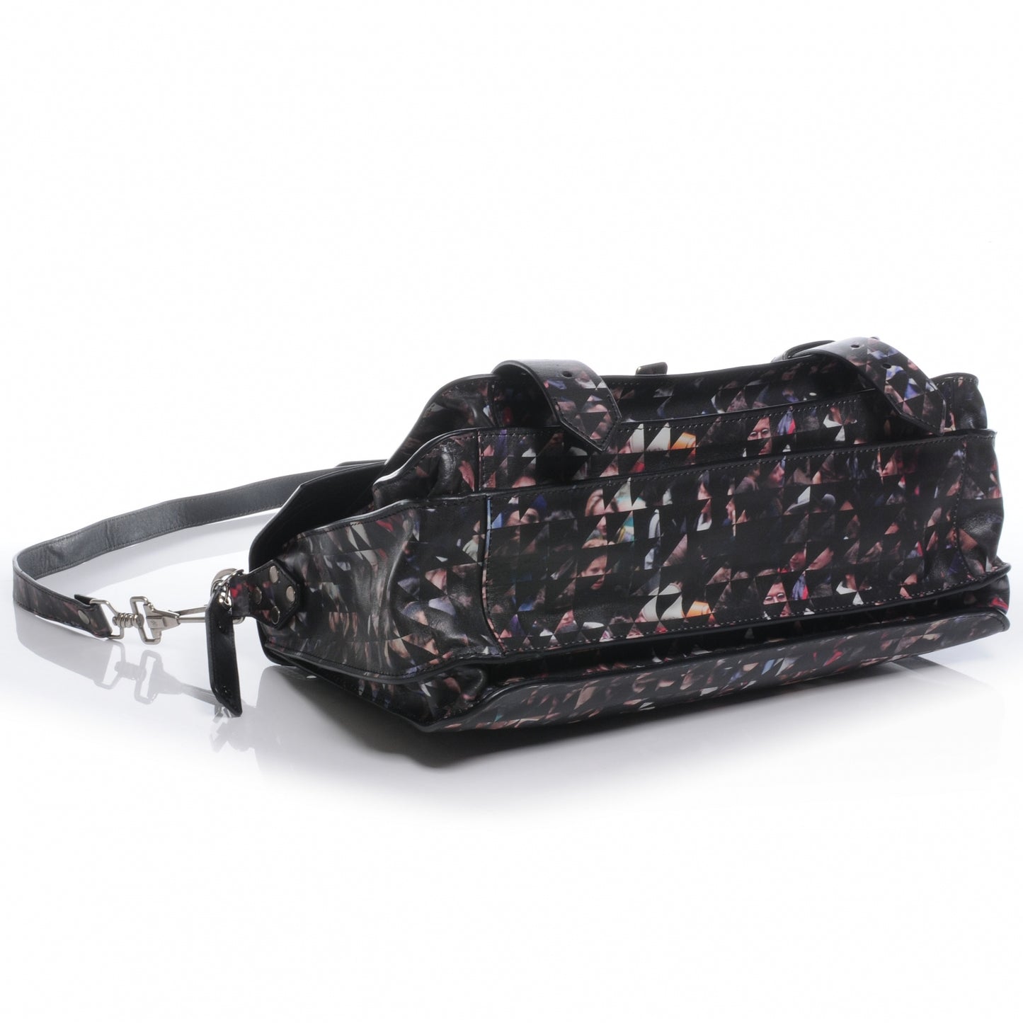 Leather PS1 Medium Crowd Print Satchel Black Multicolor