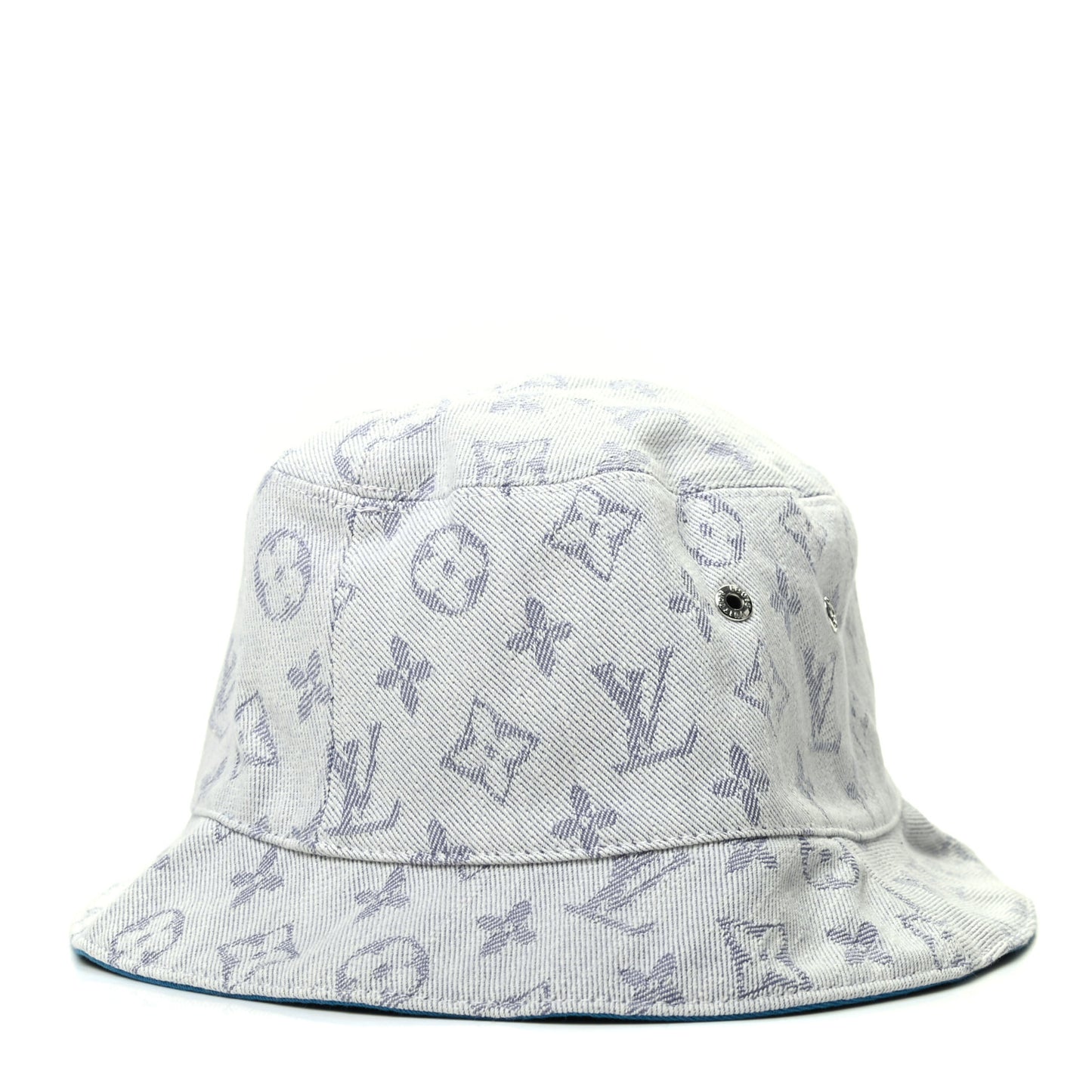 Monogram Denim Transformable Bob Bucket Hat 58 White Blue