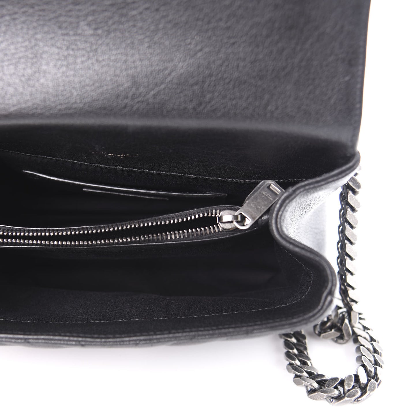 Sheepskin Matelasse Chevron Monogram Medium College Bag Black