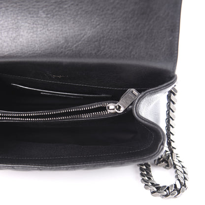 Saint Laurent Sheepskin Matelasse Chevron Monogram Medium College Bag Black 5 of 10