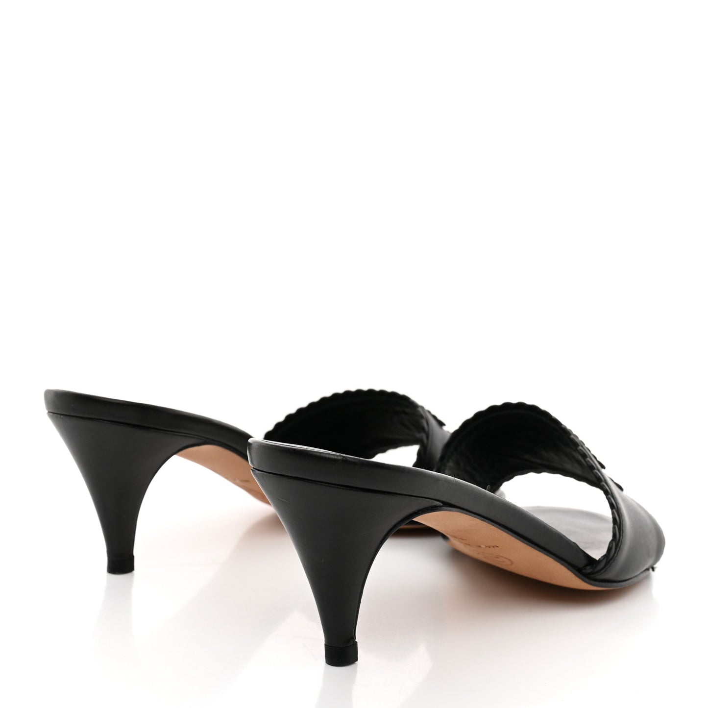 Calfskin Stitched CC Mule Sandals 36 Black
