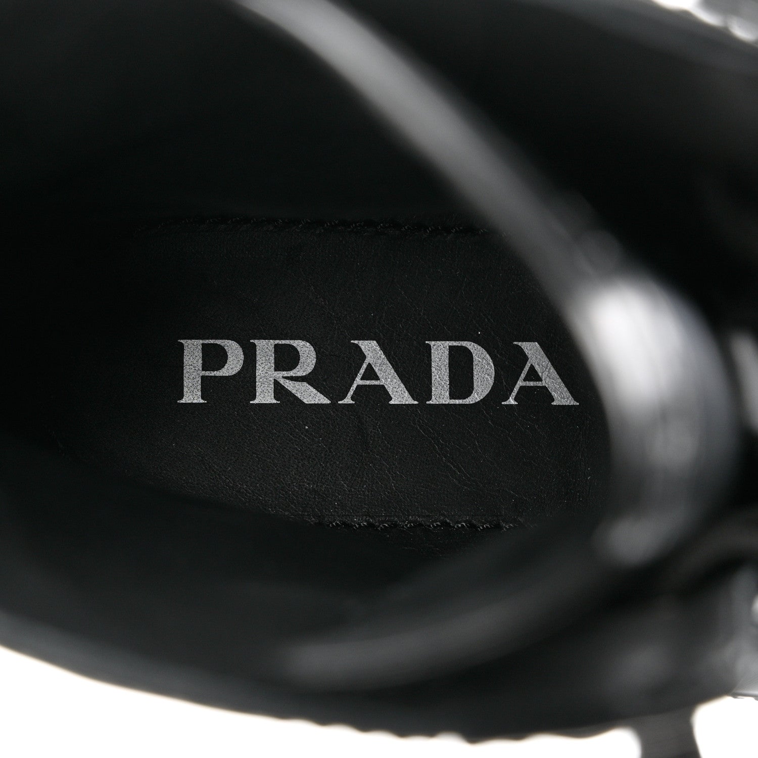 Prada Spazzolato Rois Re-Nylon Metal Triangle Logo Monolith Pouch Pocket 55mm Boots 39.5 Black 8 of 9