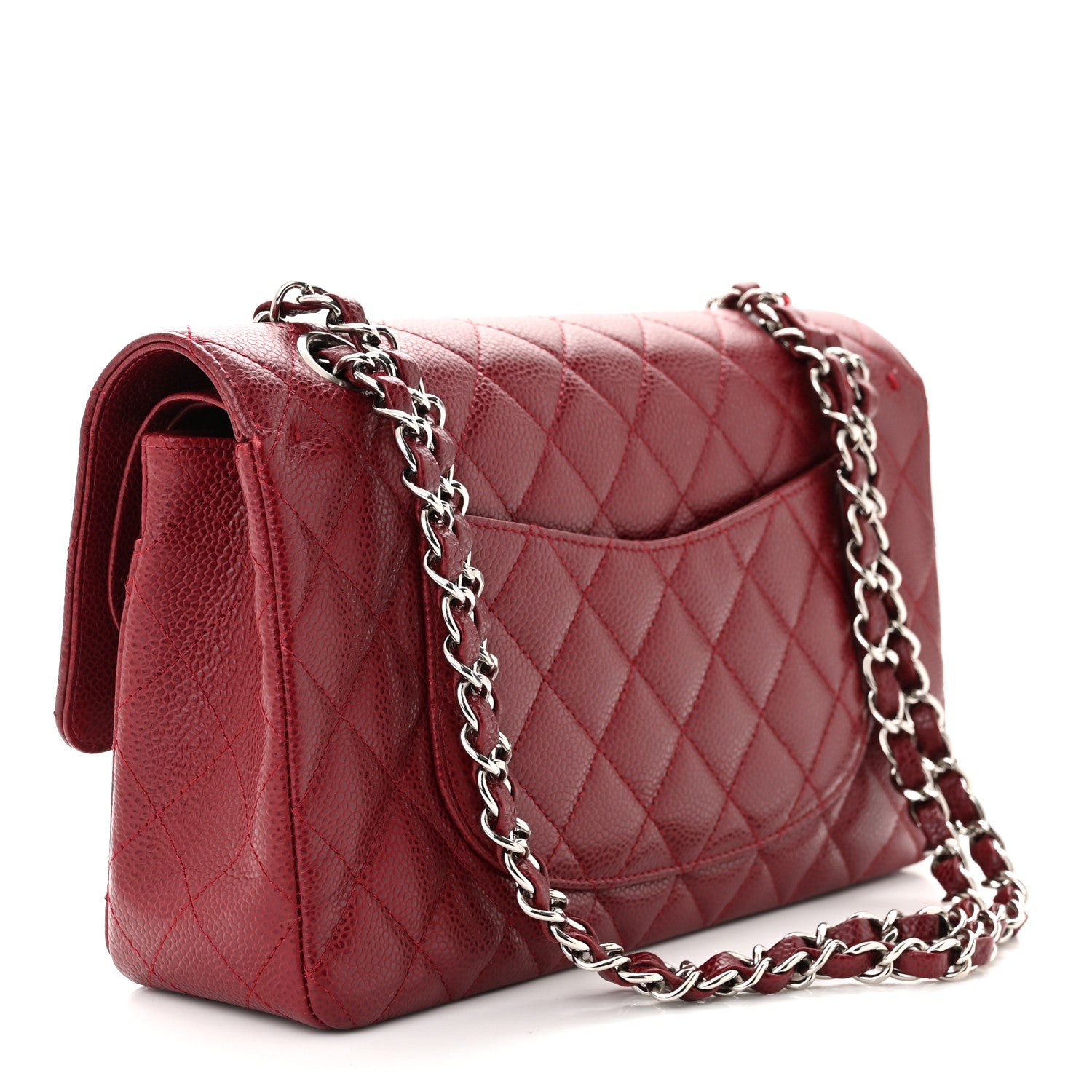 Chanel Caviar Quilted Medium Double Flap Dark Red 3 of 11