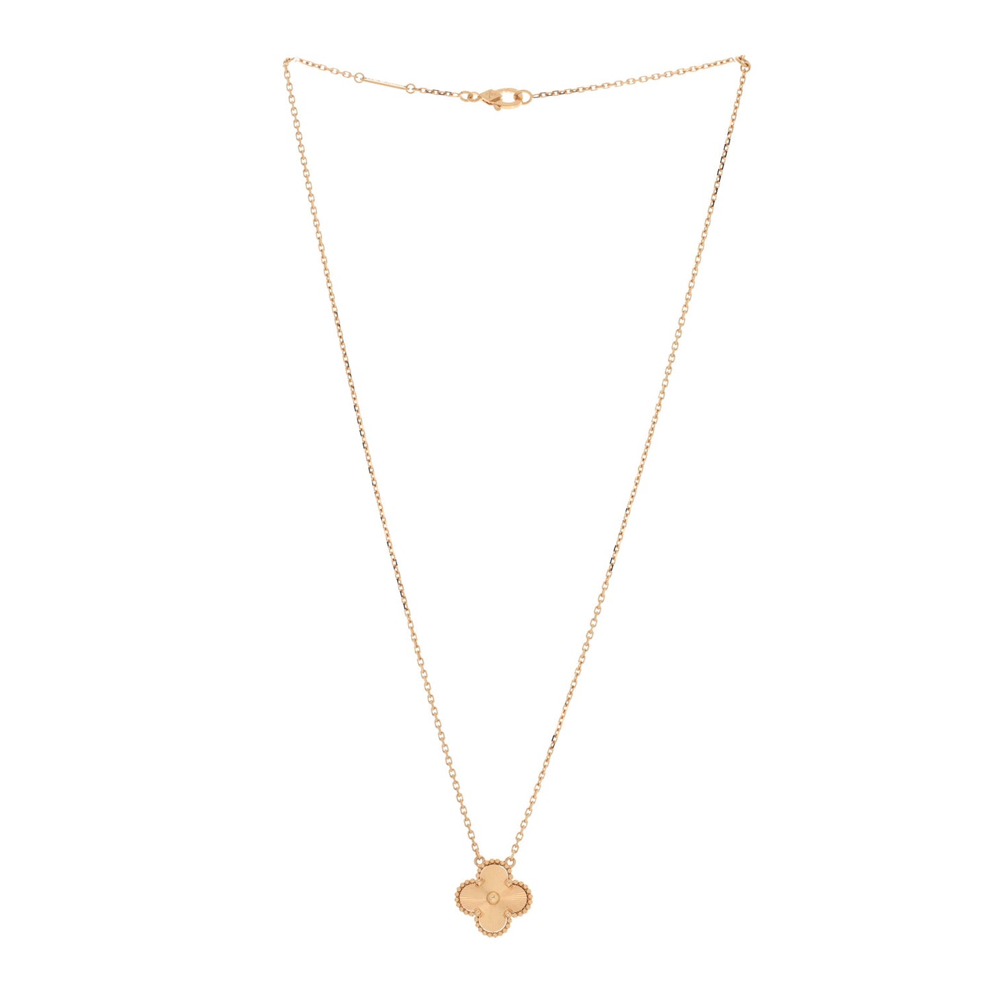 18K Yellow Gold Guilloche Vintage Alhambra Pendant Necklace