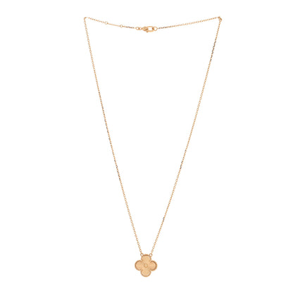 Van Cleef & Arpels 18K Yellow Gold Guilloche Vintage Alhambra Pendant Necklace 3 of 5