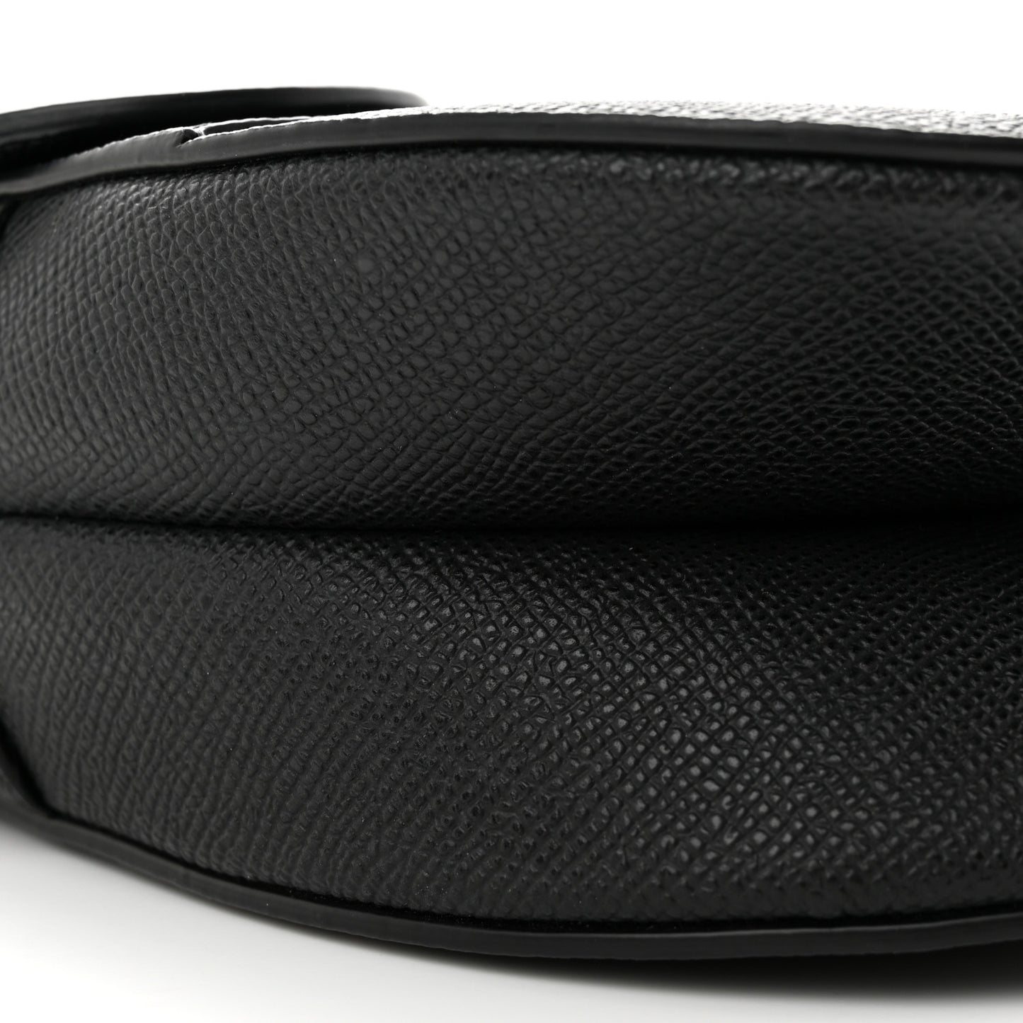 Grained Calfskin Saddle Bag With Strap Black