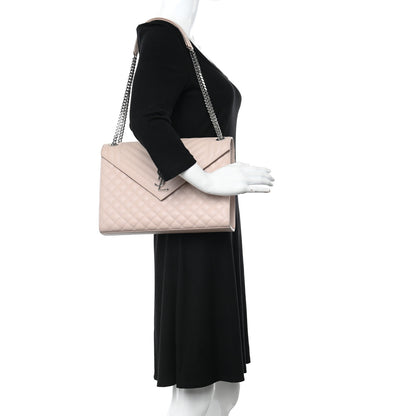 Saint Laurent Grain De Poudre Textured Mixed Matelasse Large Triquilt Monogram Satchel Rose 2 of 17