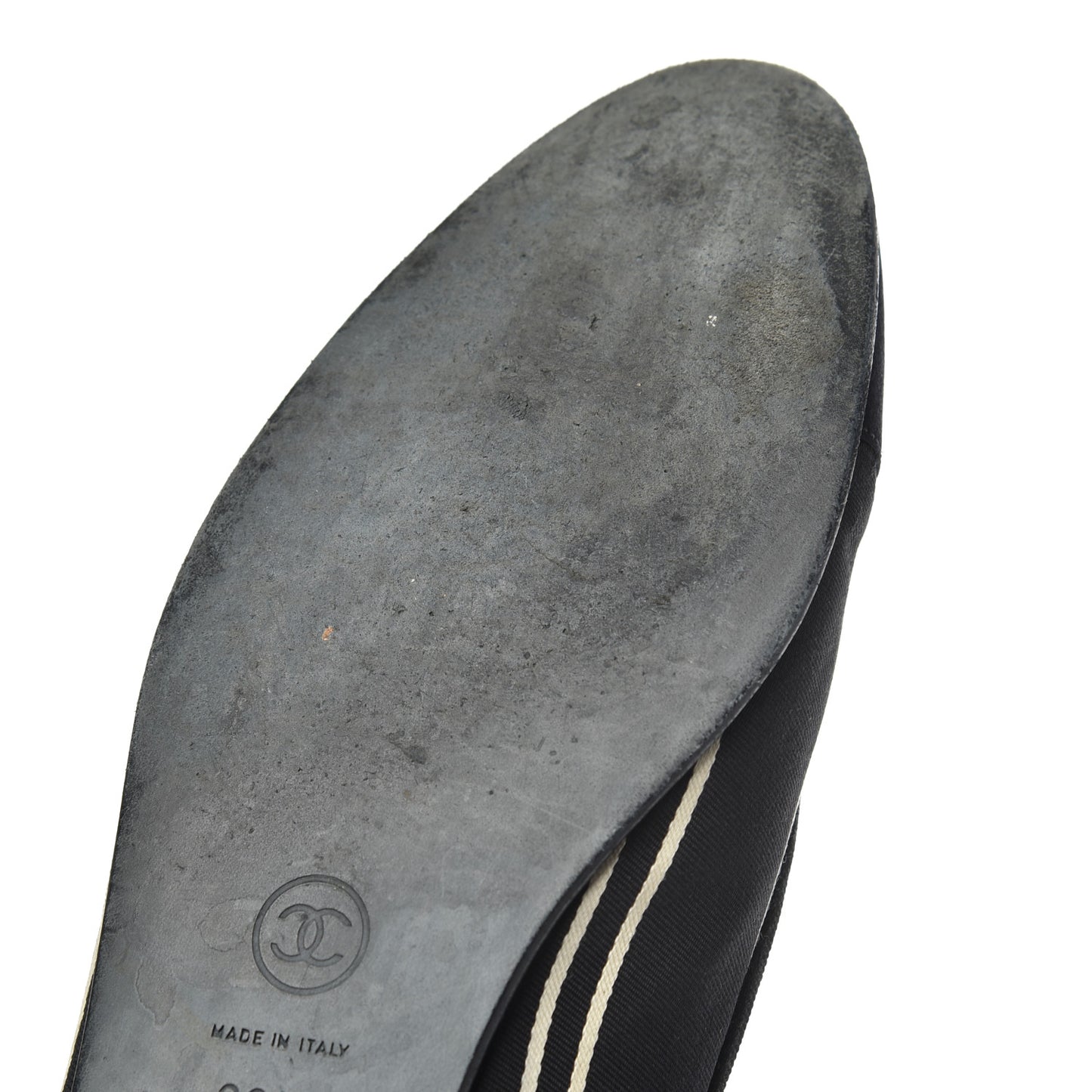 Fabric Grosgrain Cap Toe Ballerina Flats 39.5 Black