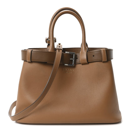 Prada Soft Grained Calfskin Vitello Daino Small Buckle Bag Caramello 1 of 9