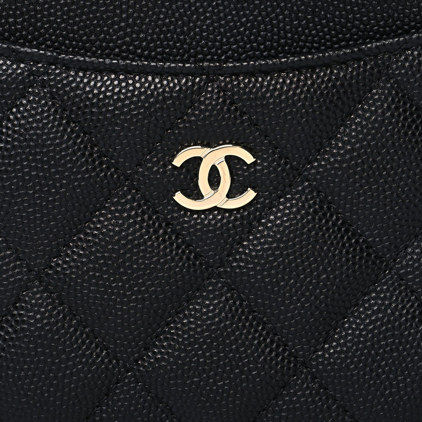 Caviar Quilted Zip Card Holder Wallet Black