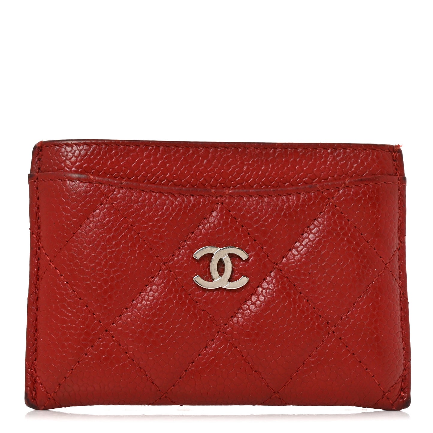 Caviar Quilted Card Holder Red