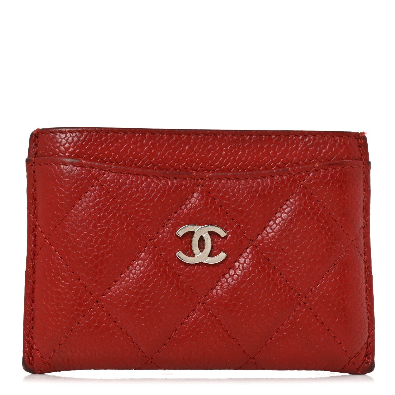 Chanel Caviar Quilted Card Holder Red 1 of 10