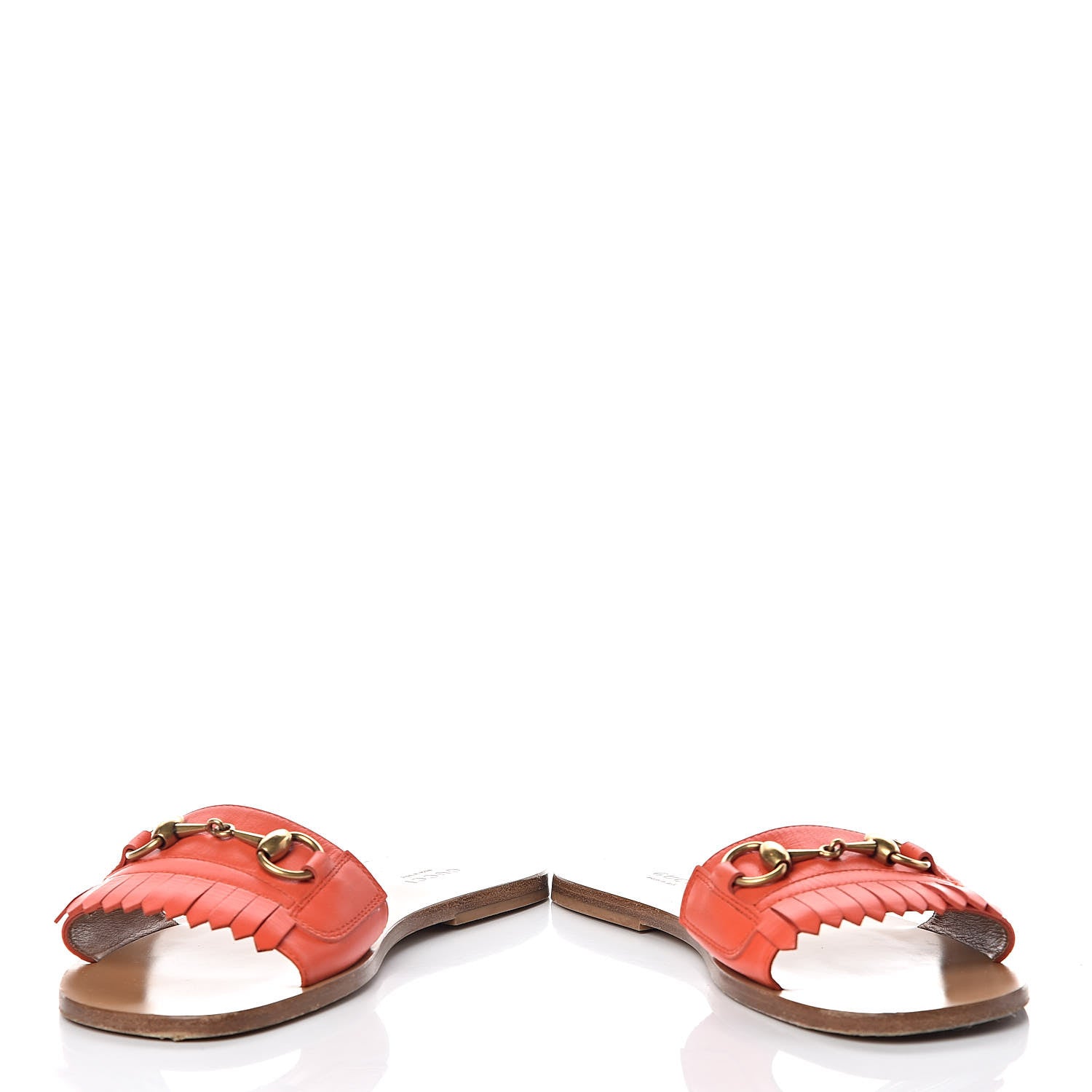Gucci Malaga Kid Fringe Horsebit Slide Sandals 40 Orange 5 of 12