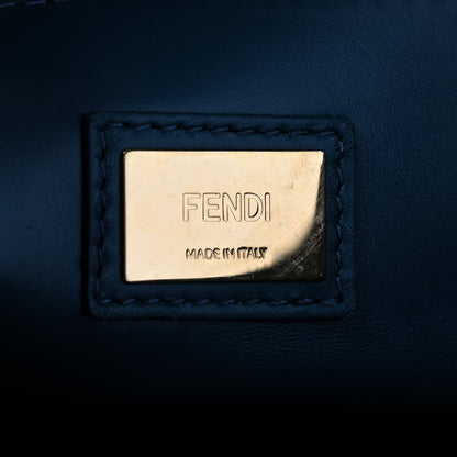 Fendi Vitello Seta Shiny Nappa Large Peekaboo Iconic Satchel Blue Notte Turchese 8 of 9
