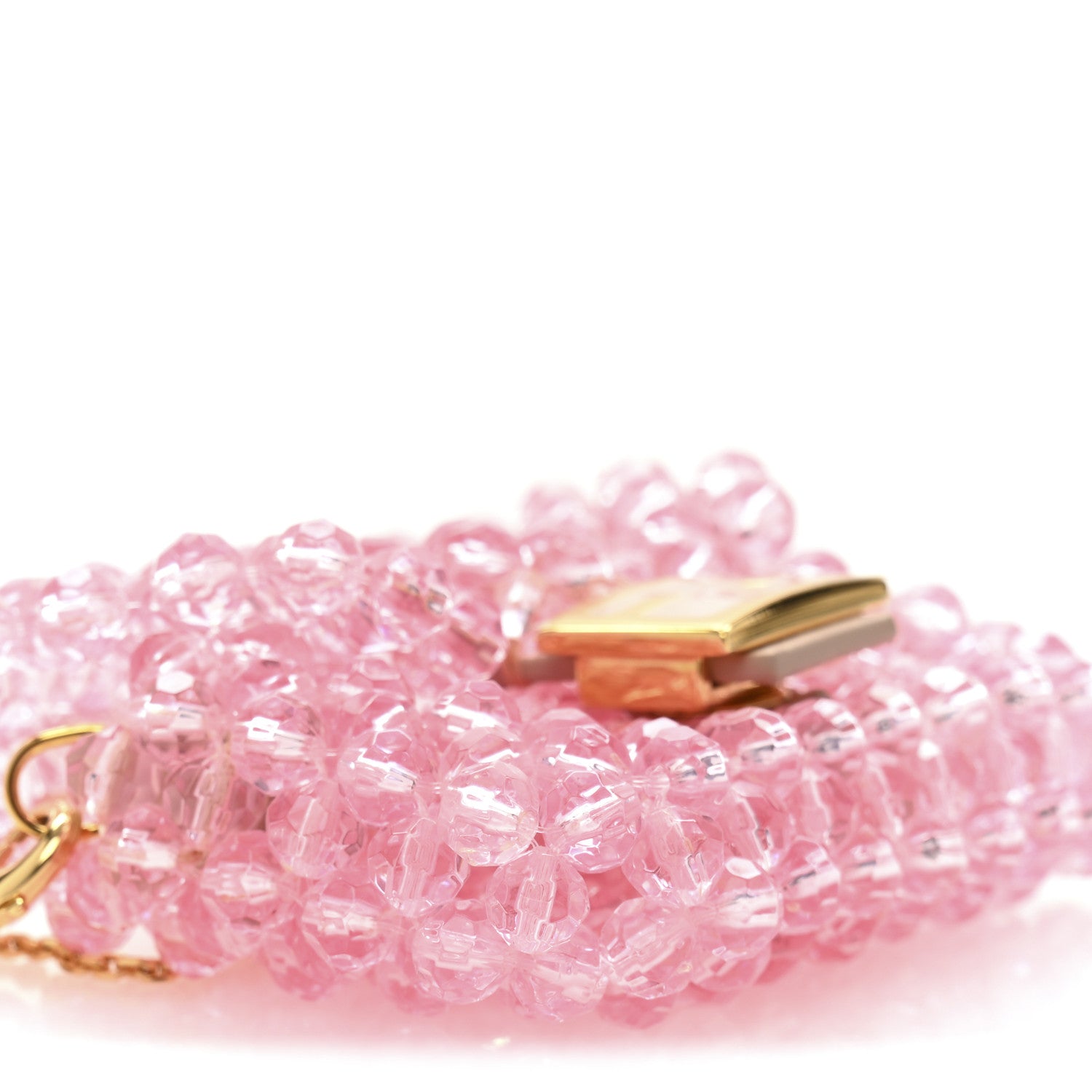Fendi Enamel Vitello King Beaded Pico Baguette Charm Pink 8 of 10