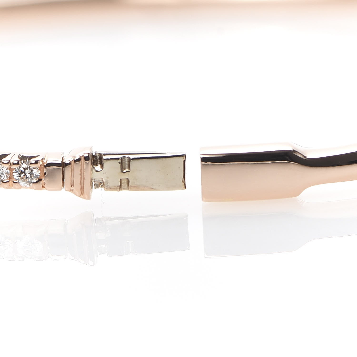 Tiffany 18K Rose Gold Diamond Metro Hinged Bangle Bracelet 5 of 6