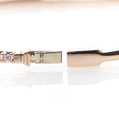 Tiffany 18K Rose Gold Diamond Metro Hinged Bangle Bracelet 5 of 6