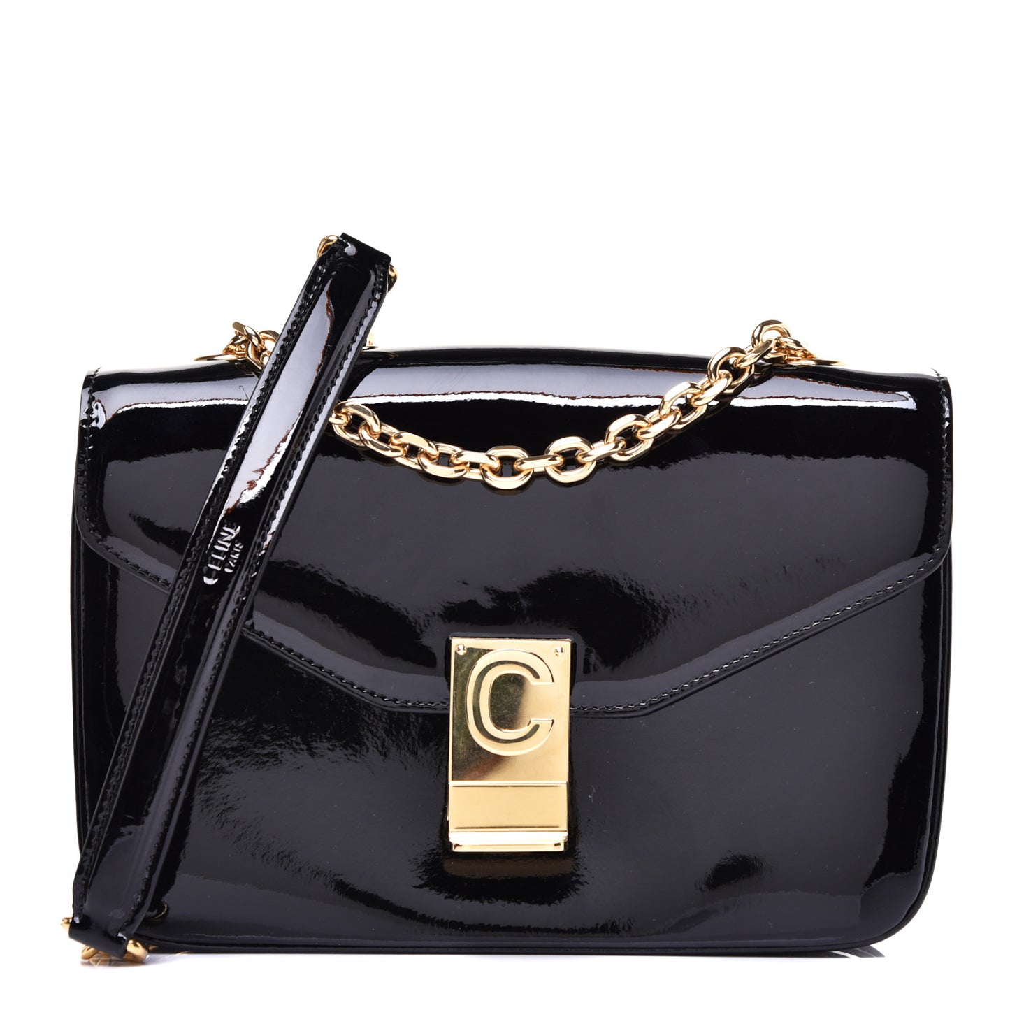 Patent Calfskin Medium C Bag Black