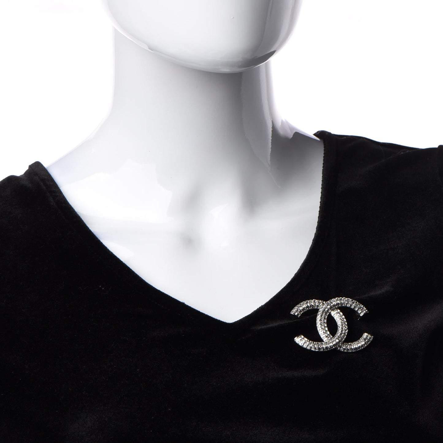Baguette Crystal CC Brooch Silver