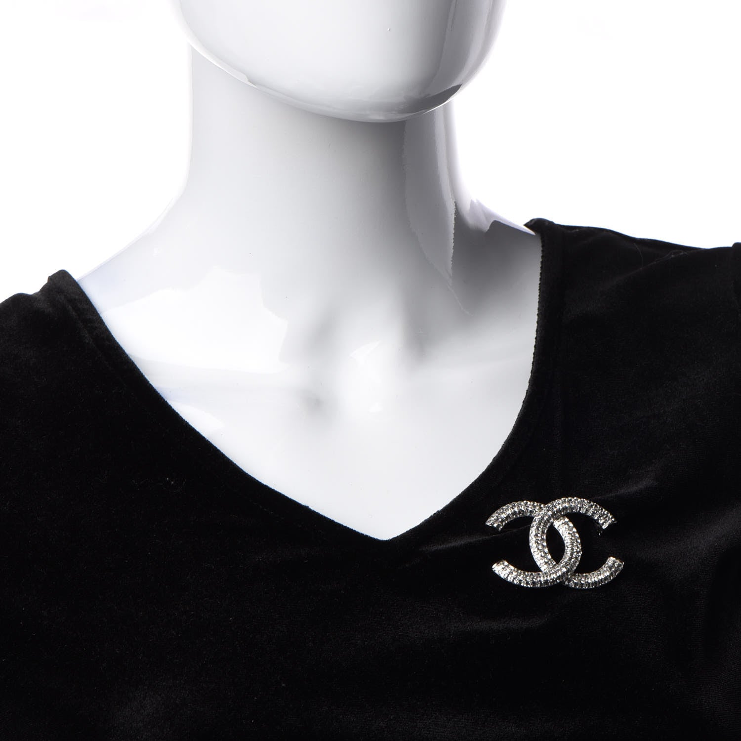 Chanel Baguette Crystal CC Brooch Silver 2 of 7