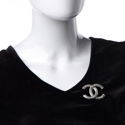 Chanel Baguette Crystal CC Brooch Silver 2 of 7