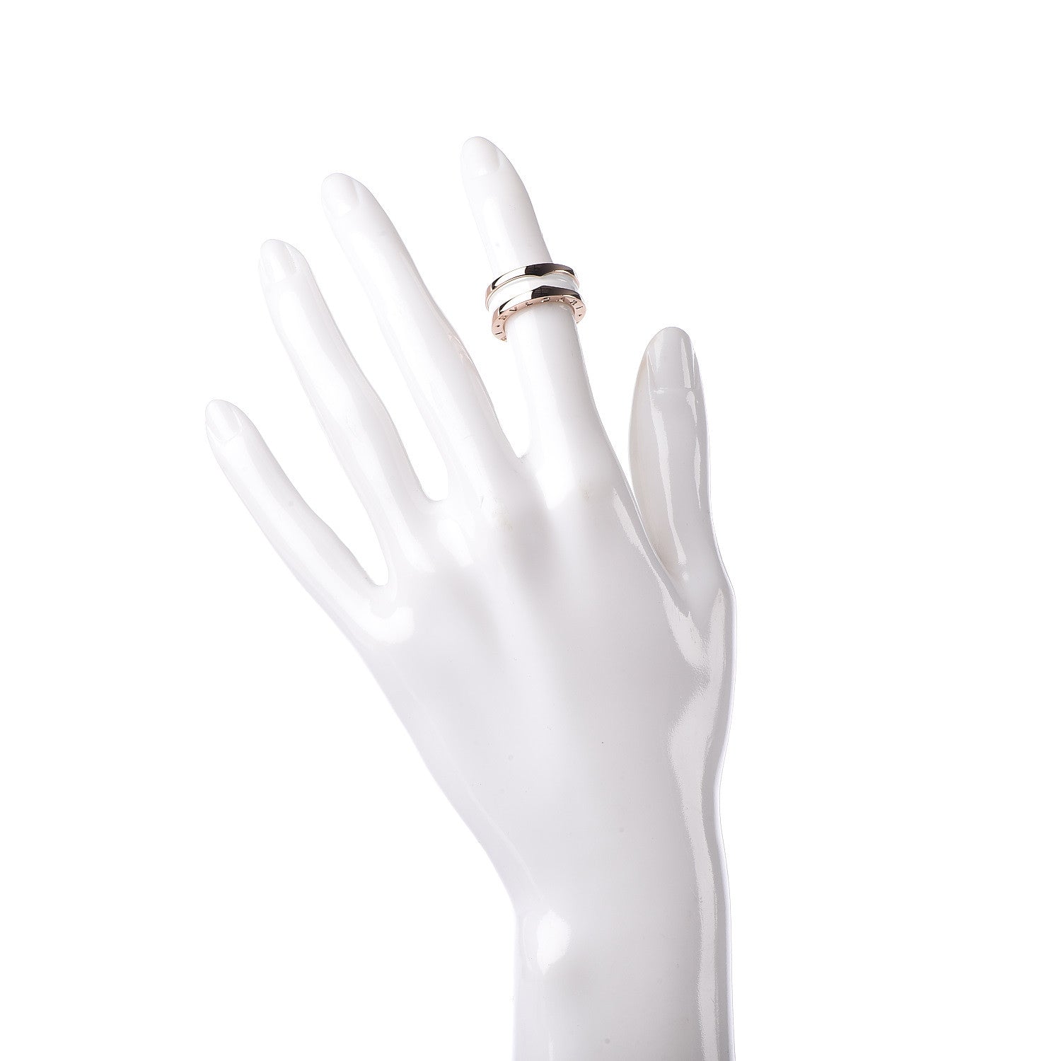 Bulgari 18K Rose Gold White Ceramic B.Zero1 Two-Band Ring 47 4 2 of 6