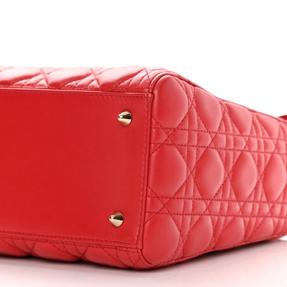 Christian Dior Lambskin Cannage Medium Lady Dior Red 10 of 14