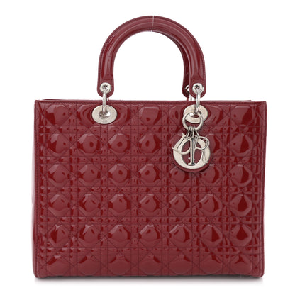 Christian Dior Patent Cannage Large Lady Dior Red 1 of 15