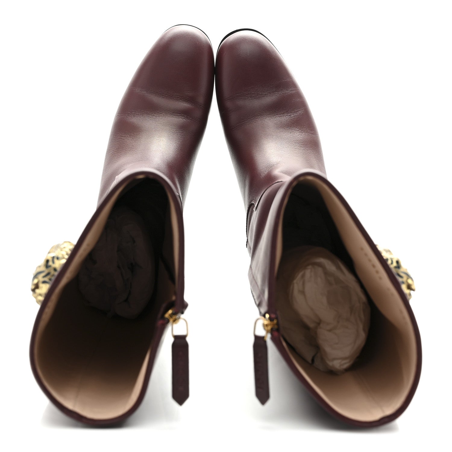 Gucci Calfskin Rajah Tall Boots 35 Burgundy 2 of 10