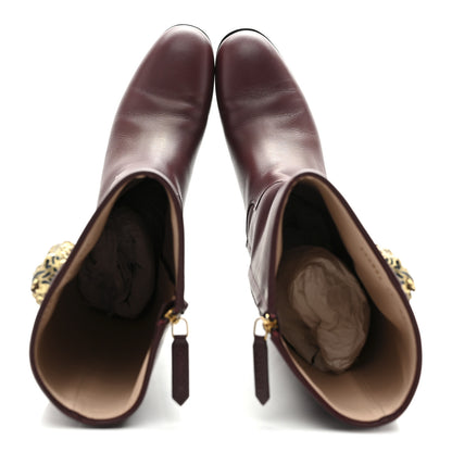 Gucci Calfskin Rajah Tall Boots 35 Burgundy 2 of 10