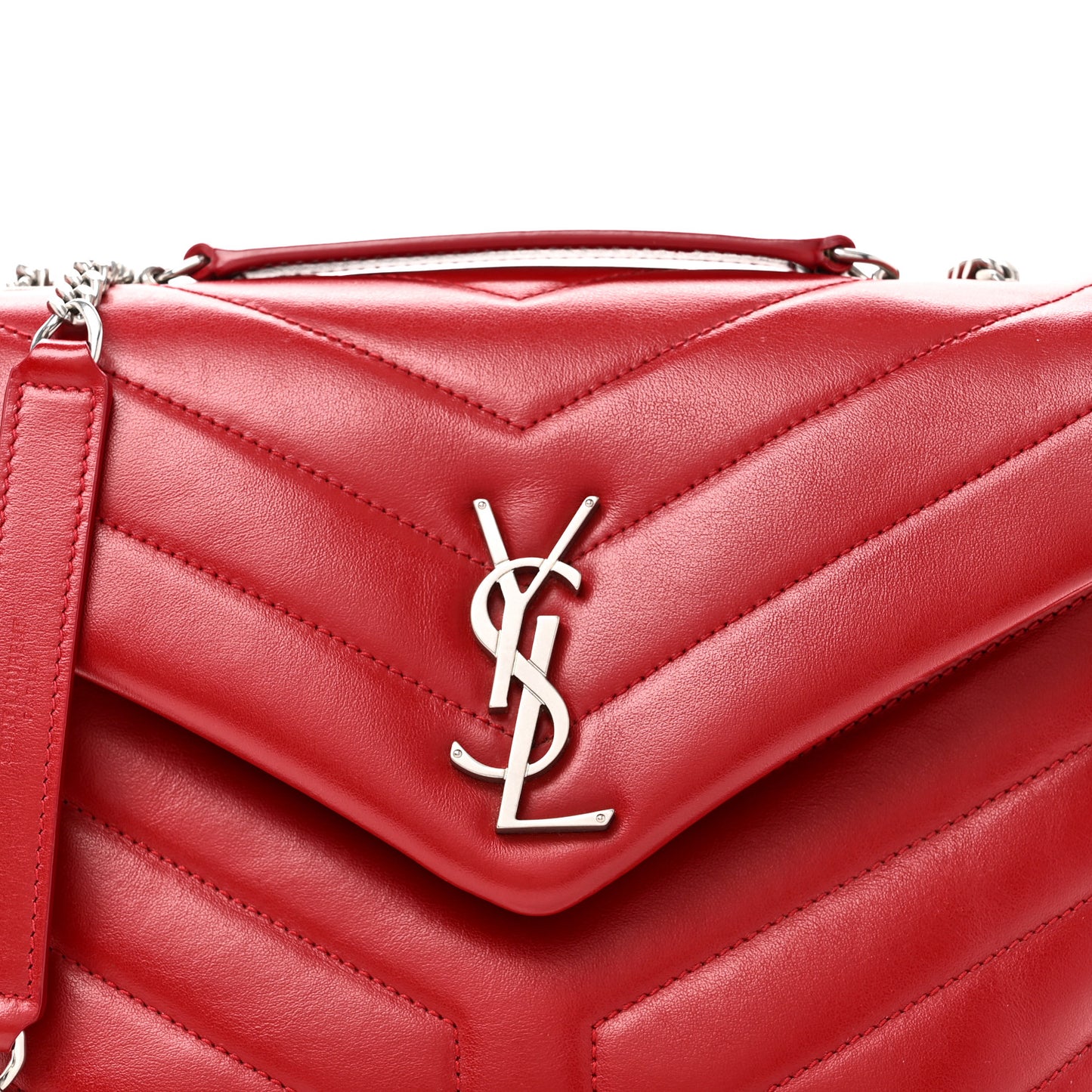 Calfskin Y Quilted Monogram Small Loulou Chain Satchel Red