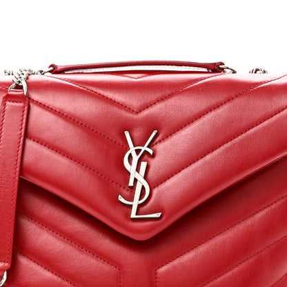 Saint Laurent Calfskin Y Quilted Monogram Small Loulou Chain Satchel Red 8 of 10