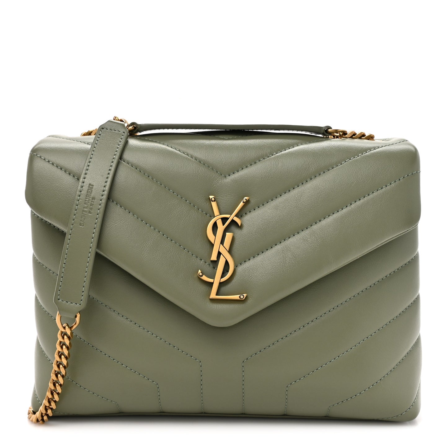 Calfskin Y Quilted Monogram Small Loulou Chain Satchel Light Sage